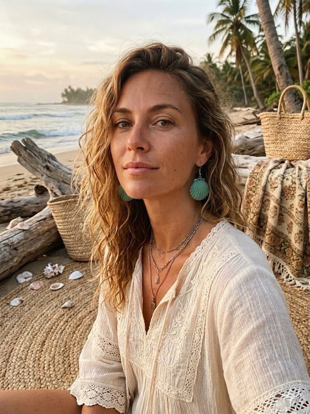Stunning Boho shell earrings w bronze/copper vibe 🦋✨